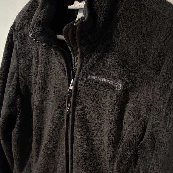 Free Country Black Fuzzy Warm Fleece Jacket Outdoor Hiking Active - Picture 3 of 8
